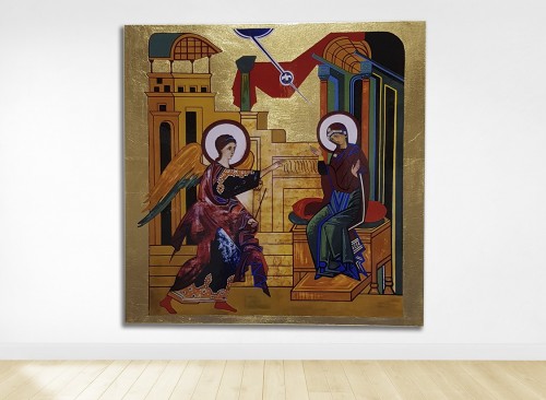 icono anunciación virgen kiko argüello camino neocatecumenal oro