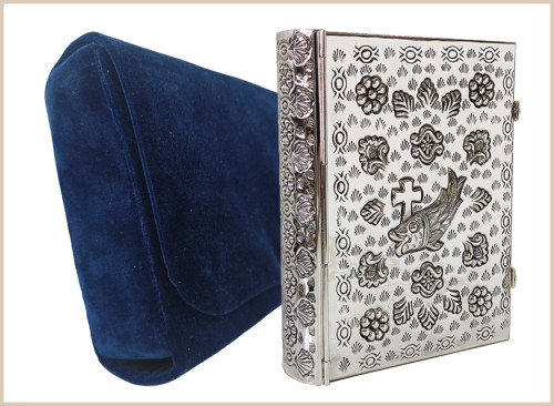 Funda Biblia plata tercipelo