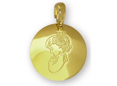 Medalla de Comunión en plata chapada en oro